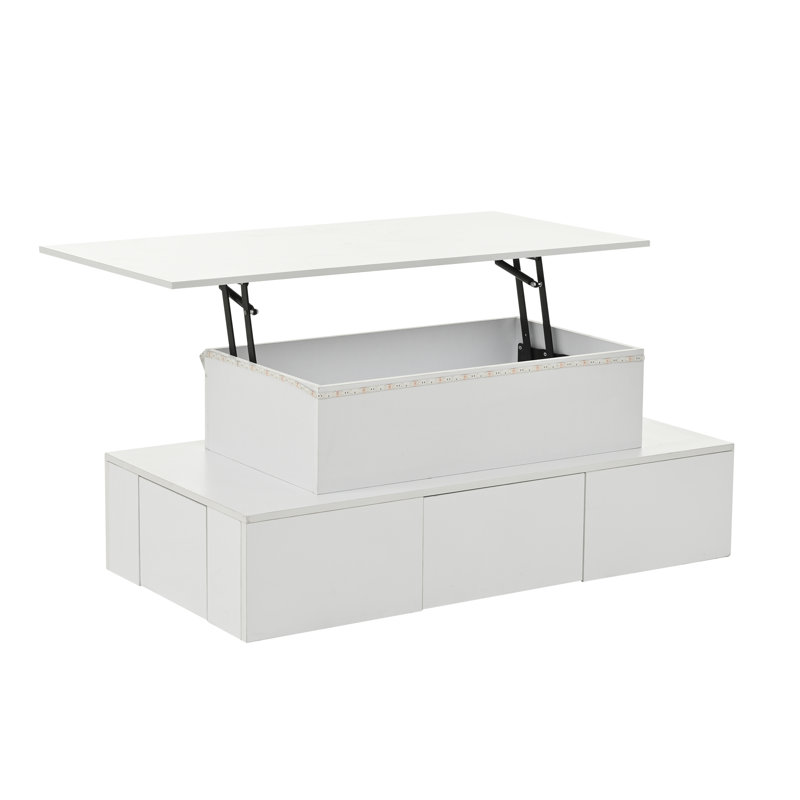 Lift Top Frame Coffee Table with Storage, White