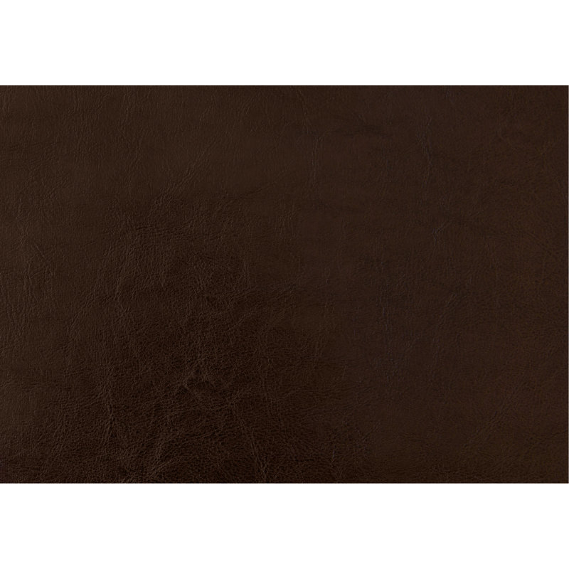 Lit, taille simple, adolescent, rembourré, aspect cuir brun, pieds en bois, transitionnel