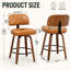 Tabouret de bar rembourré Oundle de style moderne du milieu du siècle avec dossier en bois incurvé et repose-pieds en métal (ensemble de 4)-531413510-531413509