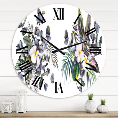 Tropical Bouquets With Plumeria Frangipani Flowers - Traditional wall clock