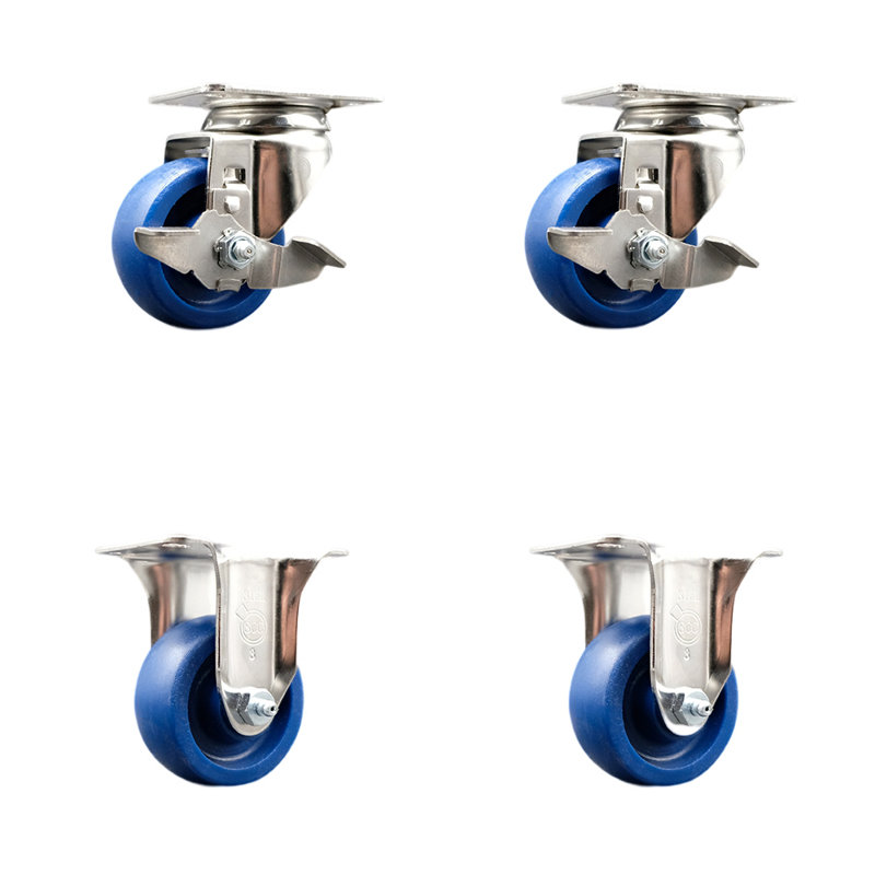 4 Piece Solid Polyurethane Caster Set