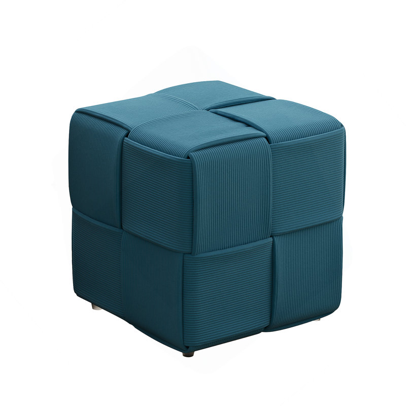 Ottoman Foot Rest Soft And Comfortable Ottoman Square Corduroy Woven Design Sofa Stool Biue
