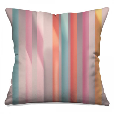 Vertical Pastel Stripes Double Sided Throw Pillows