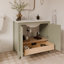 Meuble-lavabo simple 36 po Scalloped - Satin olive - Sans comptoir - Boutons en nickel brossé-123430957-123430958