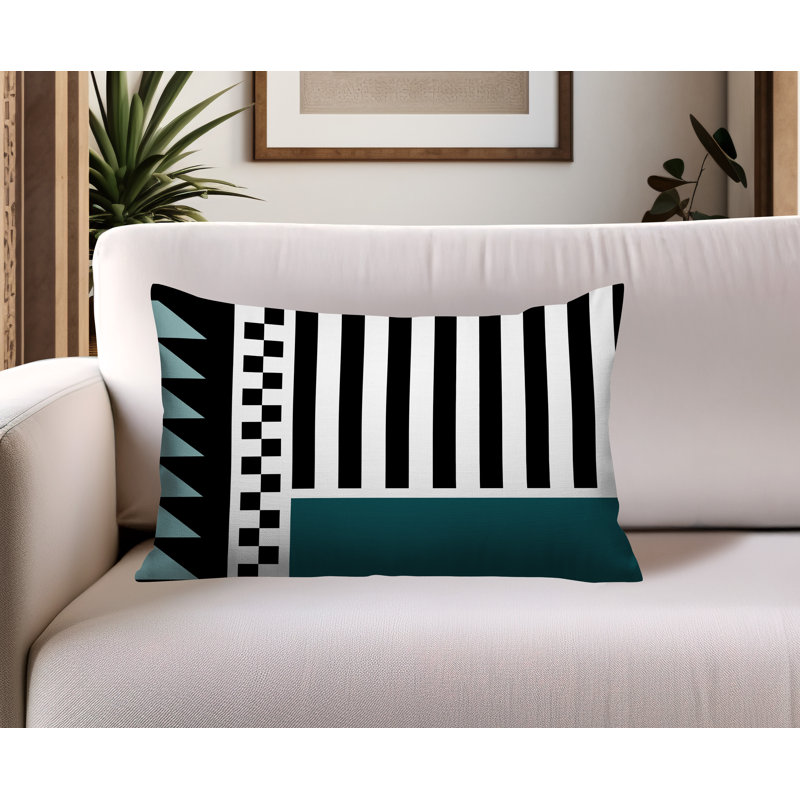 Oreiller rectangulaire réversible intérieur / extérieur Kaleido, Rectangulaire H 14 po x l 20 po, Émeraude