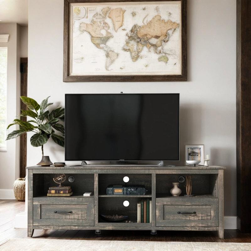 Meuble télé 70,87 po avec tiroirs, Dark Grey