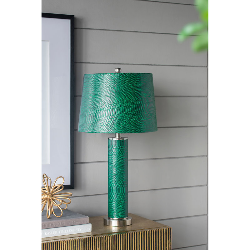 Lampe de table en cuir 14 x 14 x 27 po