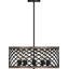 Lustre suspendu d'intérieur en noyer noir 5 lumières avec tambour en cage / entrecroisé