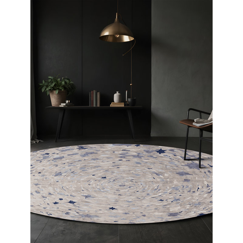 Tapis gris lavable à la machine, Rond 4 pi