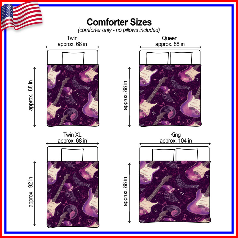 Purple Electric Guitars Comforter, King
