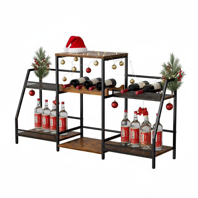 Open Shelving Wine Bottle Rack Brown