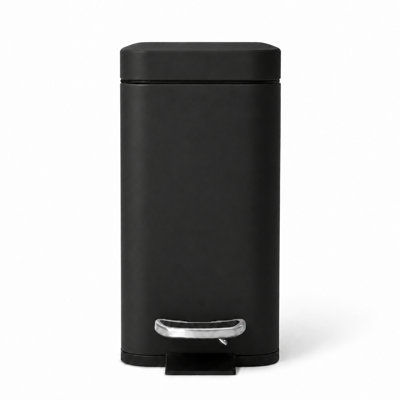 Home Zone Living 1.3 Gallon Slim Stainless Steel Trash Can with Step-On Pedal and Soft-Close Lid