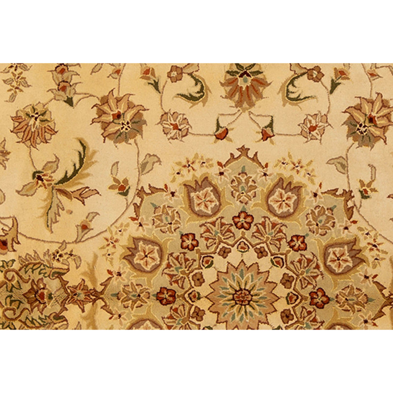 Hand Knotted Wool Area Rug in Ivory And Beige