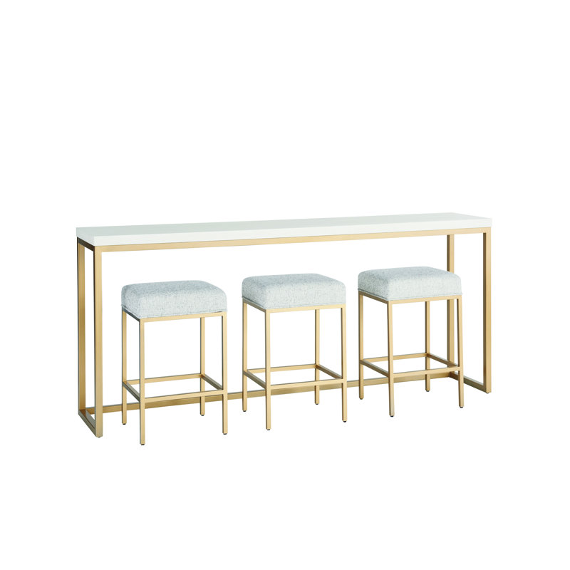 Contemporary Gold and White Rectangular Console Table