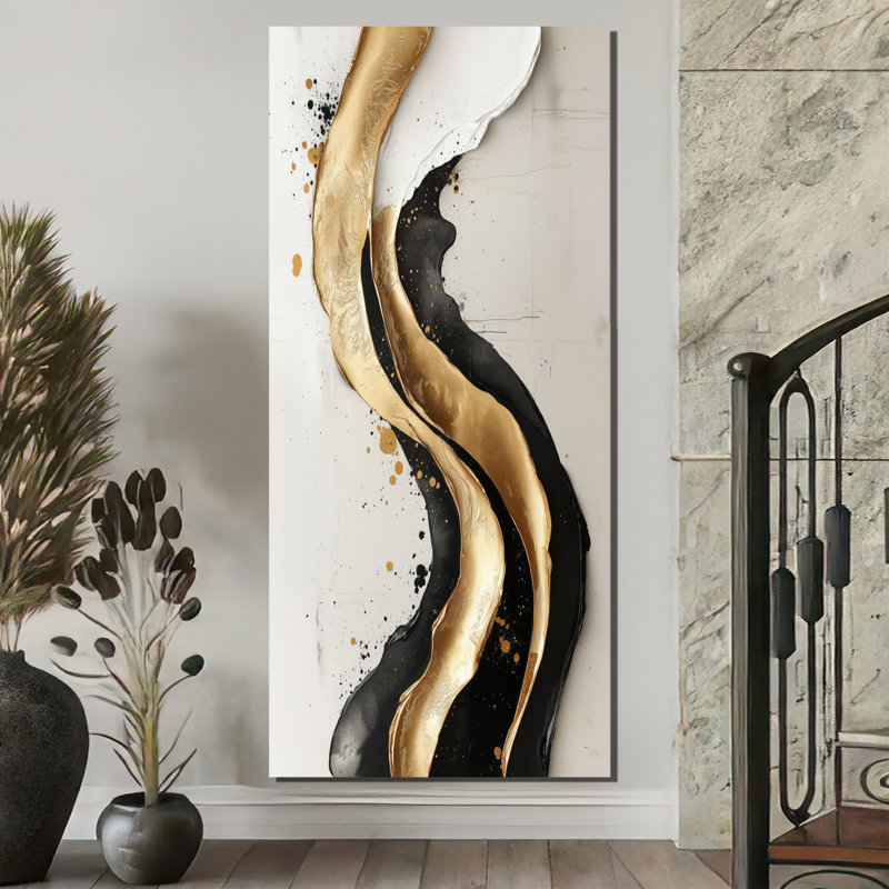 Nyeisha Goldern, transitionnel, encre liquide foncé V - art encadré transitionnel, H 60 po x l 28 po, Toile tendue