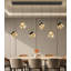 Lustre rectangulaire à 6 lumières DEL moderne en cristal à intensité variable noir-130191037-130191036