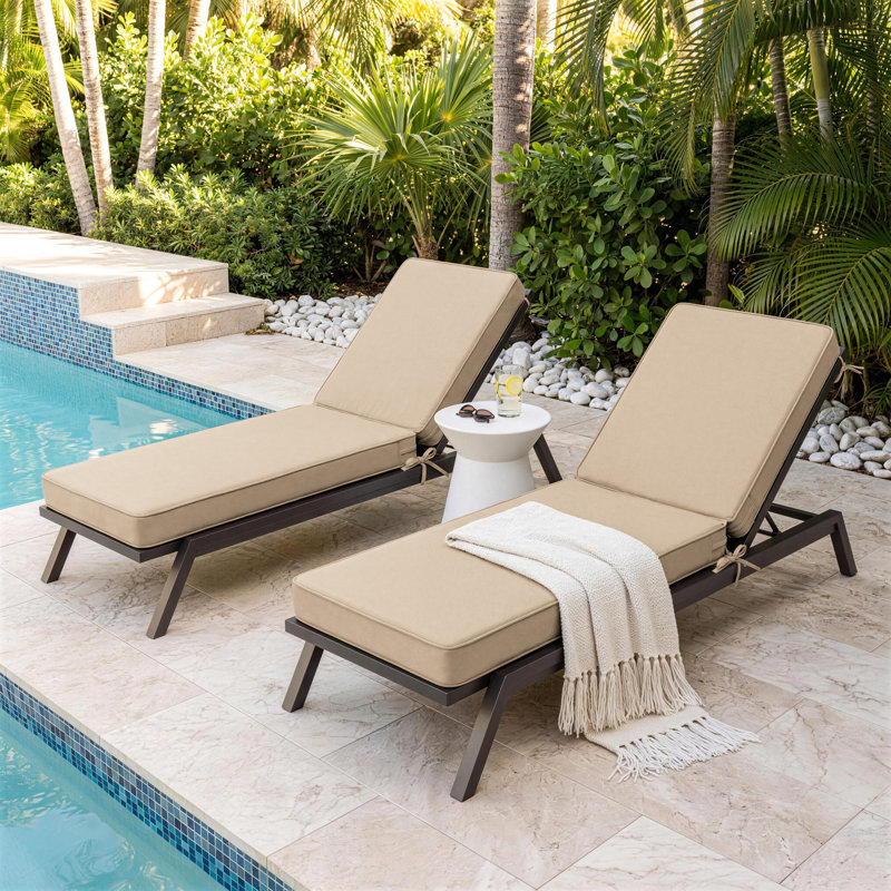 Coussins de chaise longue d'extérieur 4 po l 26 po x L 80 po, Sable, 2, L 26 po x P 80 po