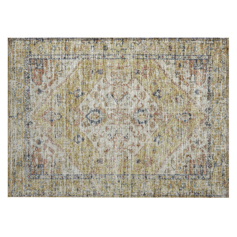 Machine Washable Indoor/Outdoor Segin ACN1103 Wheat Rug, Rectangle 1'8" x 2'6"