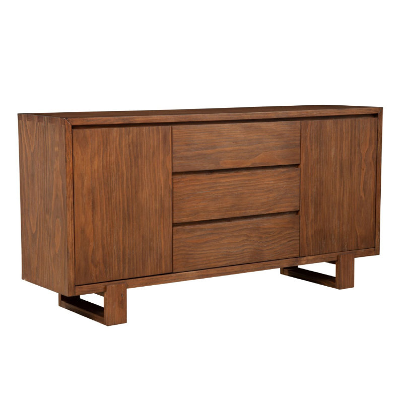 Buffet 68 pouces Paige, 3 tiroirs, 2 portes, brun