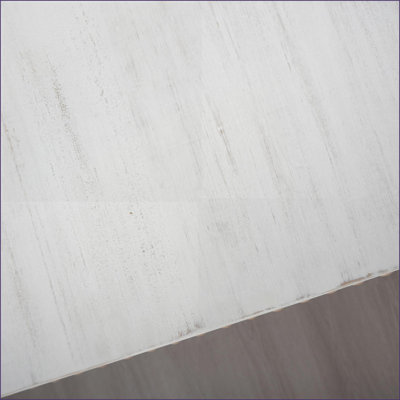 Table basse courbée délavée blanche perlée, peu encombrante pour le salon et l'entrée