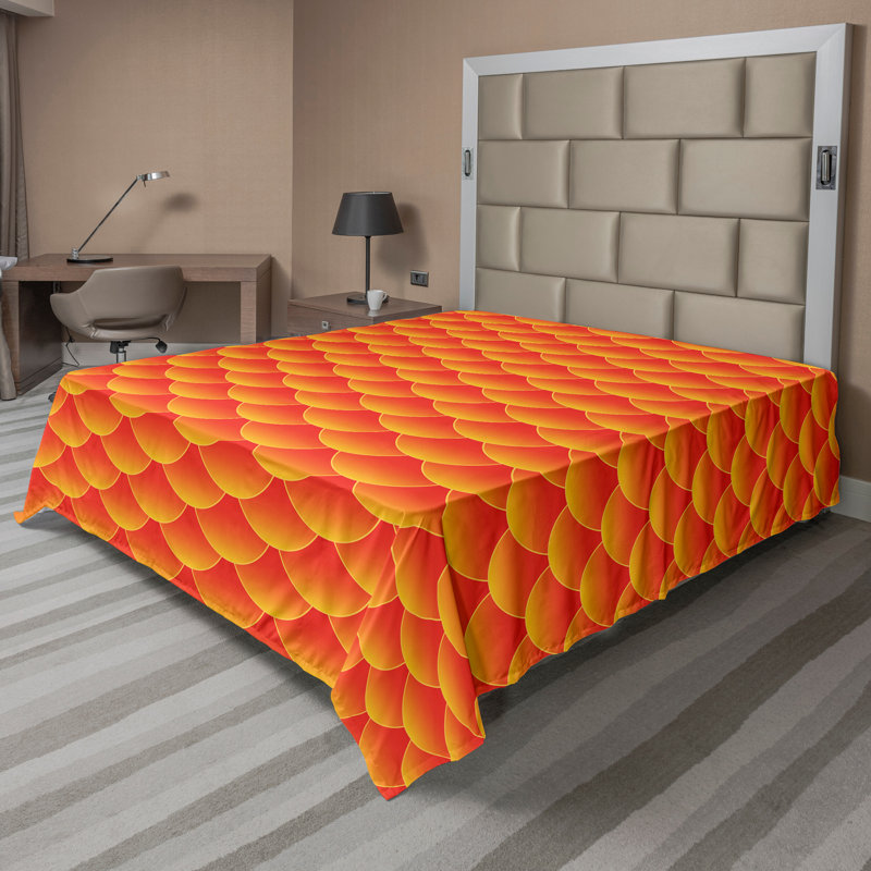 Ambesonne Nature Top Flat Sheet Glisten Fish Sunlight, Full Flat Sheet, Burnt Orange Abstract