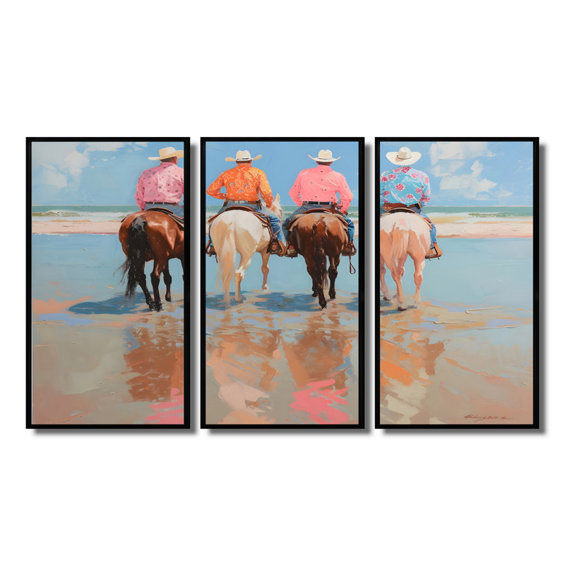 «Square Dancing Cowgirls In Austin Texas I», ensemble d'impressions d'art mural, Toile avec cadre flottant noir