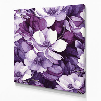 «Watercolor Floral 89», art mural sur toile mauve