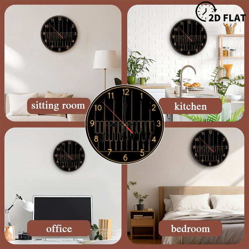 Horloge musicale avec touches de piano