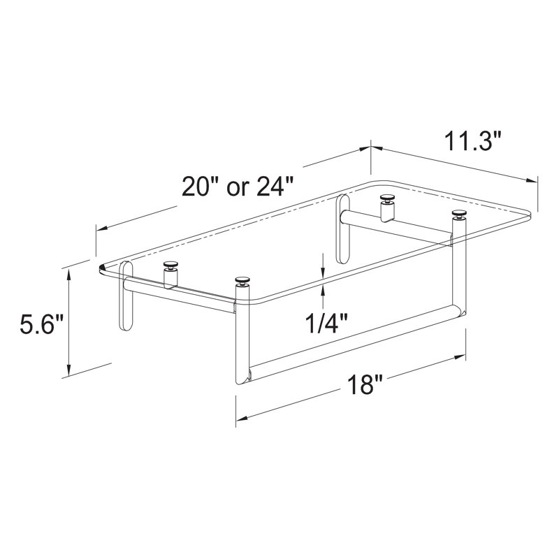 Sine 24" Hotel Shelf with Towel Bar, Satin Nickel