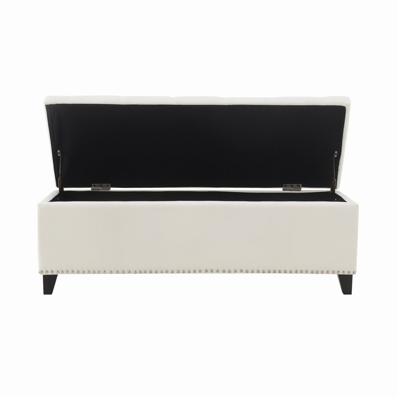 47.5" Storage Bench With Safety Close Hinge, Beige