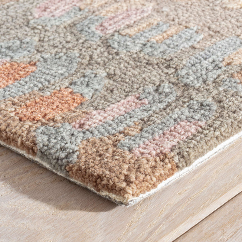 Tapis en laine micro crocheté à la main Paint Chip Stone, Rectangle 8 pi x 10 pi