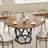 47''Farmhouse Industrial Round Dining Table for 4-6, Rustic Restaurant Table with Sturdy Metal Base – Wood Circle Top – Commercial Dining Furniture – Black Iron + Brown-128965350