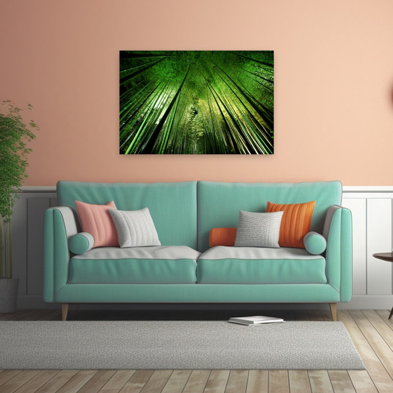 «Vibrant Bamboo Forest Peaceful Serene Tranquil Bamboo Forest Nature», reproduction d'art, H 32 po x l 48 po