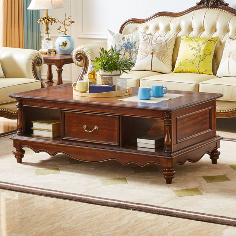 Table basse rectangulaire de style américain, Marron foncé