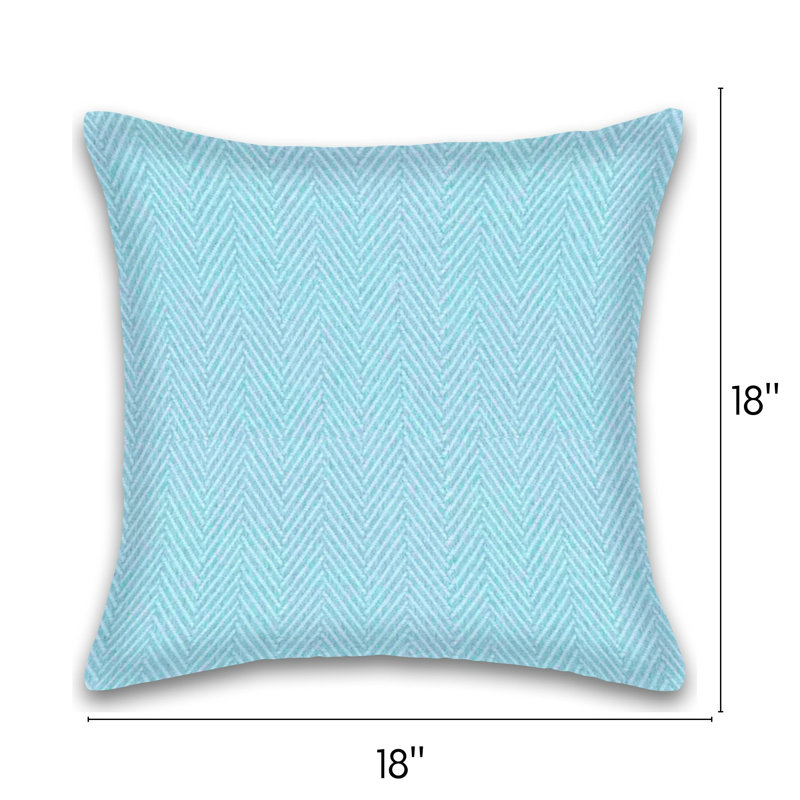 Herringbone Cotton Throw Pillow, Aqua