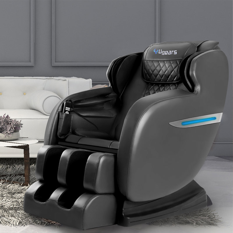 Fauteuil de massage en faux cuir, Similicuir noir