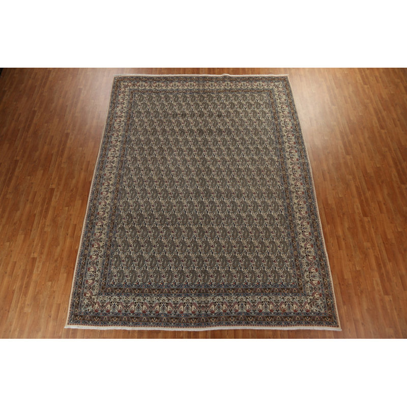 Tapis beige rectangulaire unique en laine noué à la main de style années 1970 de 10 pi 1 po x 13 pi 4 po Siarra