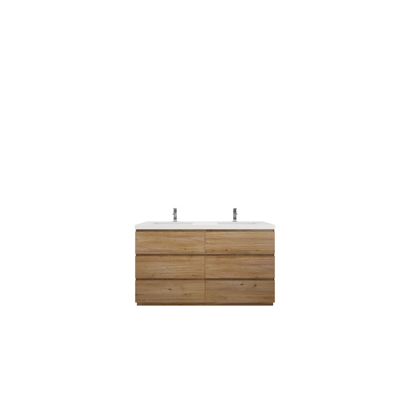 Ensemble de meuble-lavabo double 59 po Chelsei, Chêne naturel