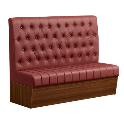 Cabine simple L 60 po x H 46 po avec structure en mélamine, dossier en vinyle touffeté à boutons et siège capitonné en canal bourgogne