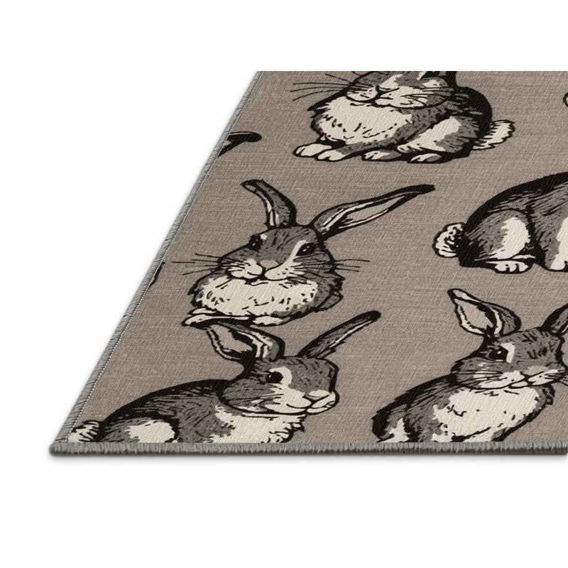  Washable Rabbits Farm Area Rug, Rectangle 2' x 3'