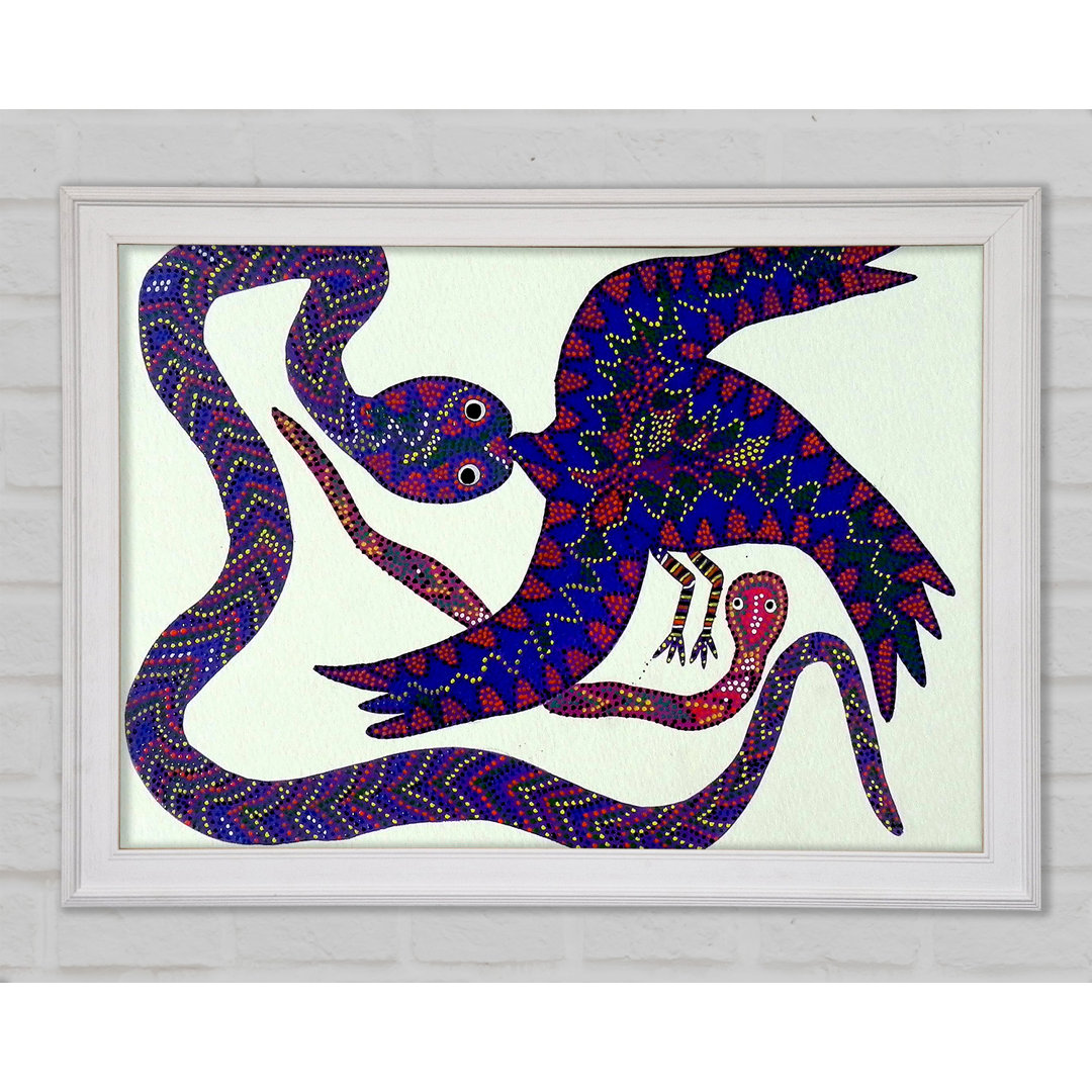 Gerahmtes Leinwandbild Aboriginal Snake Bird