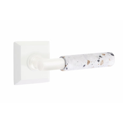 Ensemble de faux levier Emtek Select, rosette Quincy, tige en T, poignée en terrazzo clair