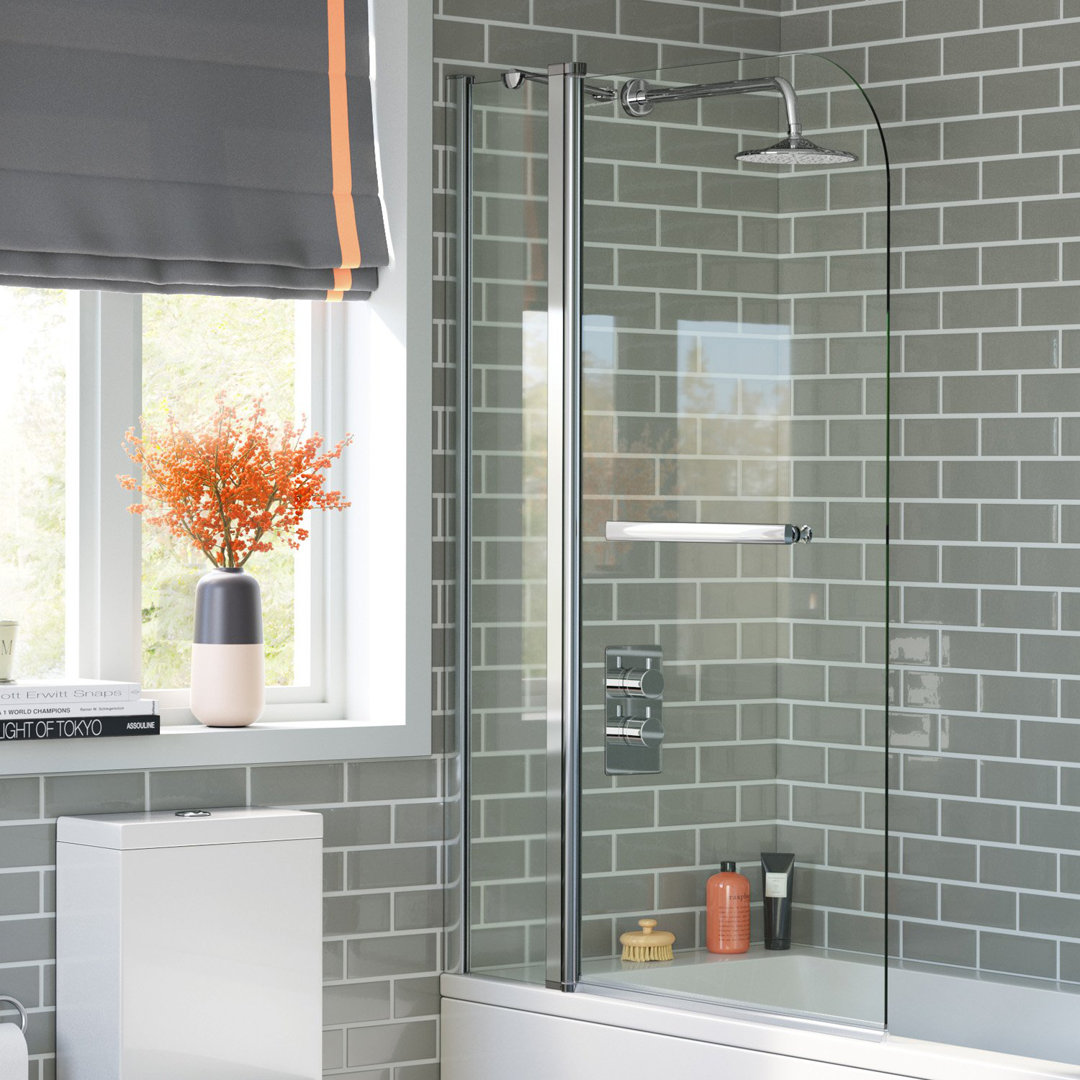 iBathUK 1000mm Pivot Bath Shower Easy Clean Glass Screen Door Panel + Towel Rail