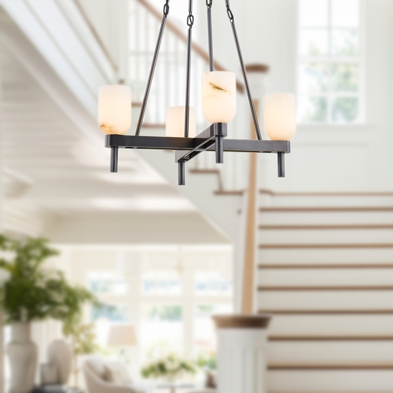Lucian 4 - Light Chandelier, Urban Bronze/Alabaster