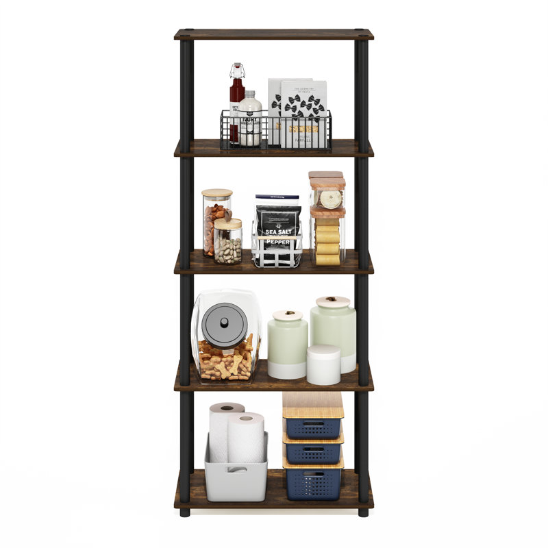 Heslin 23.58'' W Manufactured Wood Shelving Unit, Amber Pine/Black