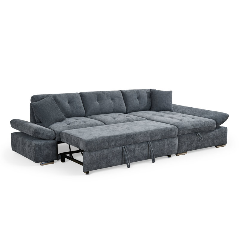Aayush 4 Seater Sofa Bed, Right Hand Facing, Blue