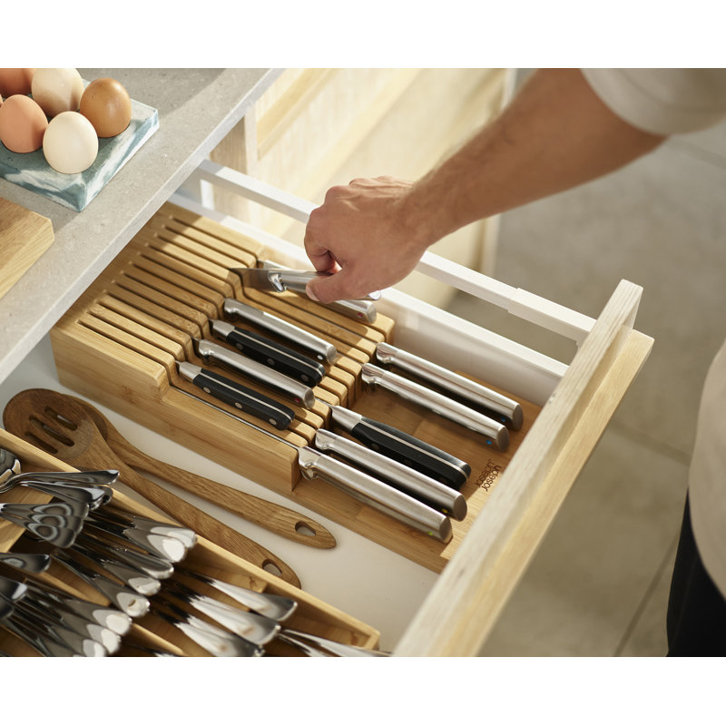 DrawerStore Large Bamboo 2-tier Knife Organizer