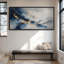 Très grande impression sur toile encadrée abstraite contemporaine bleu marine, blanc et or-359667753-359667758