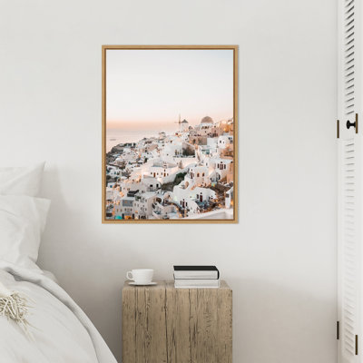 «Dreamy Sunset Oia Santorini» par Wrenn, reproduction d'art sur toile encadrée