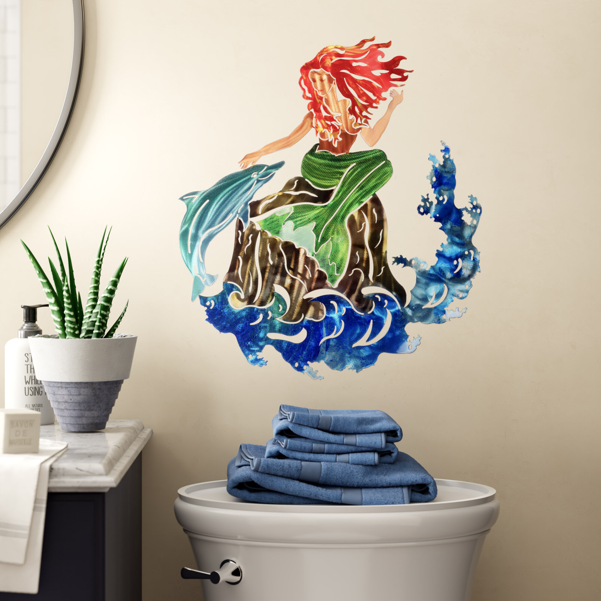 mermaid bathroom wall decor